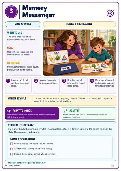 Actual Memory Messenger illustrated activity page