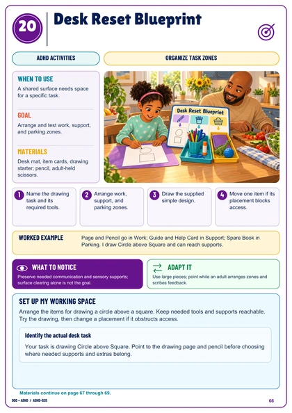 Actual Desk Reset Blueprint illustrated activity page
