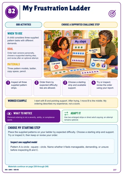 Actual My Frustration Ladder illustrated activity page